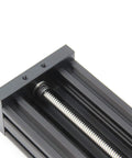 Close-up of 200mm 4080U Z Axis Screw Slide Table Linear Actuator Kit, showing metal construction and precision screw mechanism.