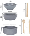 Dimensions of Microwave Ramen Cooker Bowl With Chopsticks And Spoon, Dishwasher Safe BPA Free Bowl, Gray Utensils Included