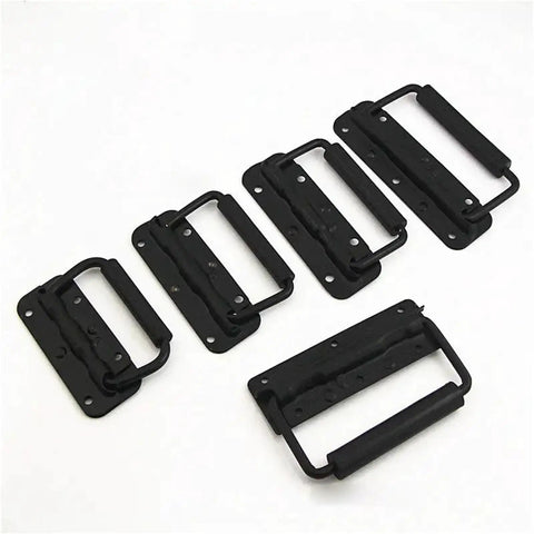 Spring Loaded Flush Pull Handle Kit for Tool Boxes and Cabinets, Heavy Duty Metal Hardware shown in black on white background