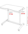 No Sweat Height Adjustable Laptop Desk with Smooth Glide Casters dimensions, 95cm x 52cm, adjustable height 27.5-42.5in.