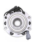Front Wheel Bearing Hub Assembly For 4x4 Nissan Frontier, Pathfinder, Xterra And Suzuki Equator That Fits 2005 To 2019 Frontier, 2005 To 2012 Pathfinder, 2005 To 2015 Xterra, 2009 To 2012 Equator Set Of 2, top view showing 6-lug design