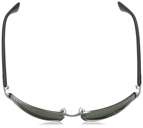 Rectangular Sunglasses With Gunmetal Frame And Green Polarized Lenses For All Day Comfort And Everyday Go To Style, 60mm Width