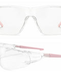 Wraparound Anti Fog Safety Glasses With Blue Light Blocking Lenses ANSI Z87 Certified Eyewear For Cycling And Work Pink Frame