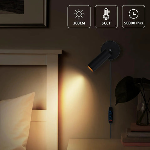 2 Pack Dimmable LED Uplights For Indoor Use With 10 Ft Cord Adjustable 3000K 4000K 5000K Color Temperature by bedside