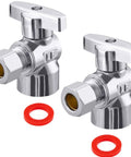Built Tough Lead Free Brass Quick Twist Angle Shut Off Valve Two Pack Smooth Chrome Plated Finish 1/2 Inch Fip.