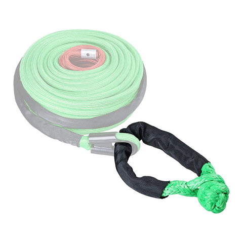 Four Pack Heavy Duty Green Synthetic Soft Shackle Ropes With 38000 Lbs Breaking Strength And 15000 Lbs WLL Plus Two Blue Aluminum