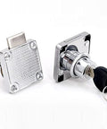 Heavy Duty Cold Rolled Steel Cam Lock 19X20mm Cabinet Drawer Security Keyed Cylinder Lock Packed With Two Keys, chrome finish