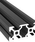 Close-up of anodized black 4 pack 2040 aluminum profile extrusion V slot linear rail guide frame 400mm for 3D printer and CNC projects.