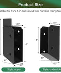 Heavy Duty 30 Degree Stair Deck Railing Brackets 304 Stainless Steel 2x4 Wood Post Connectors shown in upper and underside styles with size details.