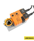 High Quality Lm230ax-S Damper Actuator For Hvac And Commercial Building Controls Built Tough Quick Install Universal Compatibility Smooth Airflow Regulation Works Like A Charm mounted on ductwork with visible connectors.