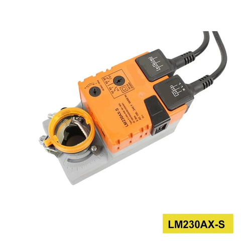 High Quality Lm230ax-S Damper Actuator For Hvac And Commercial Building Controls Built Tough Quick Install Universal Compatibility Smooth Airflow Regulation Works Like A Charm mounted on ductwork with visible connectors.