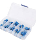 Multiturn Trimmer Potentiometer Kit 50 Piece Assortment With 10 Resistance Values From 100 Ohm To 1 Megaohm In Plastic Storage Case For PCB Calibration And Dial In Fine Tuning