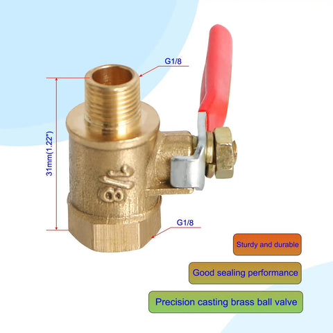 Brass Ball Valve With Vinyl Handle G One Eighth Inch Female To G One Eighth Inch Male Shut Off For Water Oil And Gas Lines