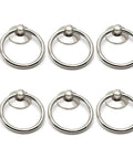 Six Piece Silver Tone Drawer Ring Pull Knob Set Includes Screws Two Inch Total Length Ring Diameter About One And Three Quarter Inches