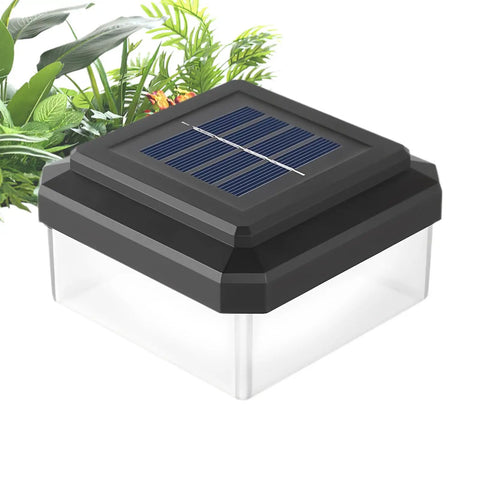 Weather Proof Fence Post Solar Lights For Backyard And Driveway Lines durable black solar lamp with clear base for outdoor use.