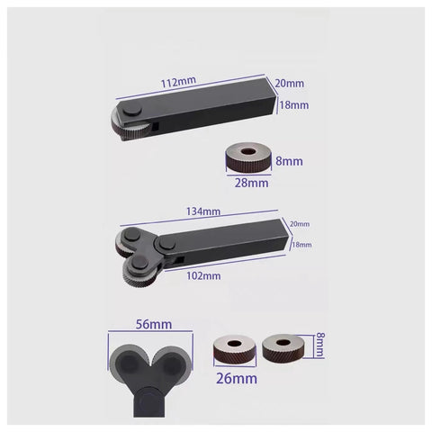 Lathe Knurling Tool Set With Single And Double Wheel 0.4mm To 2mm Knurling Range Straight Grain Mesh Alloy Tool Steel