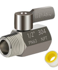 Shower shut-off valve with lever handle, 304 stainless steel, 1/2-in NPT, Amazon brand, front view.