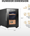 16 Liter Cigar Humidor With Heating And Cooling Control, Quiet Thermostatic Cooler Cabinet, capacity up to 100 cigars, digital hygrometer