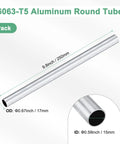 Three Pack 250mm Aluminum Round Tubes 6063 Seamless With 15mm ID And 17mm OD Heavy Duty Metal Pipe Diagram