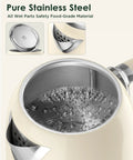 1.8L Electric Kettle With Temperature Gauge, 1500W Fast Boil, 304 Stainless Steel Retro Style Hot Water Kettle interior