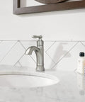 Halle Spot Resist Brushed Nickel One Handle Bathroom Sink Faucet With Optional Deck Plate Aerated Water Flow Flexible 1 Or 3 Hole