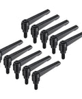 Pack Of Ten Black Adjustable Locking Lever Handles Featuring M8 X 16mm Metric Male Thread showcasing smooth crank action.