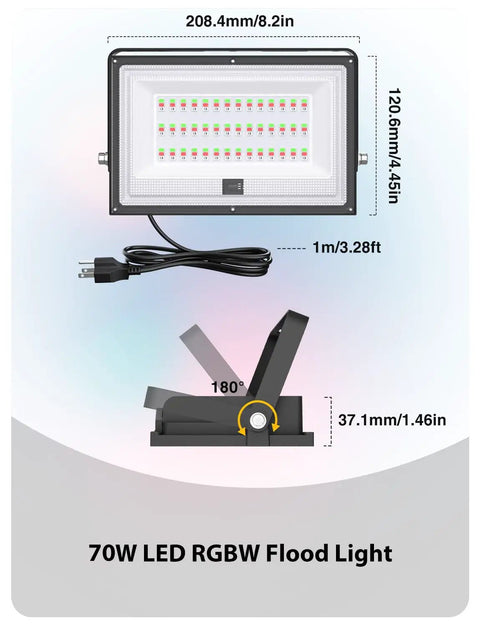 2 Pack RGB LED Flood Lights 70W Dimmable Waterproof Stage Lighting With Remote For Backyard Bash Up Lighting Home Ambiance Vibe Check And Game Changer Glow