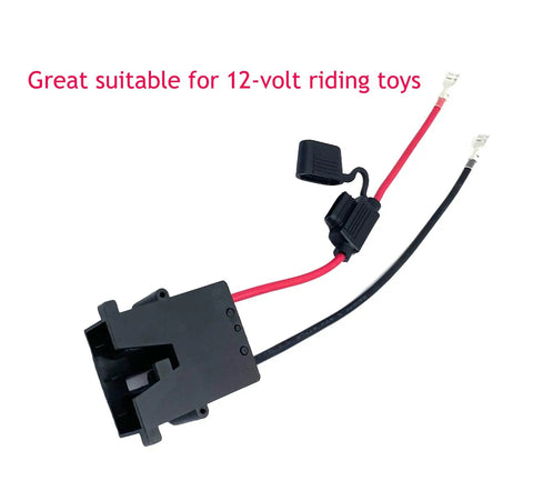 Heavy Duty 12 Gauge Wire Harness Connector Replacement with Fuses for 12V Power Wheels Battery Pack 2 Pack, black and red wires