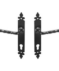 Heavy Duty Black Powder Coated Door Hardware Set With 90mm Lock Spacing Exterior Gate Knob Handle Solid Screw Mounting Durable Kit