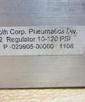 Label on Single Ceramic ISO-2 Pressure Regulator Valve 10-120 PSI P-029905-00000 for industrial pneumatic systems