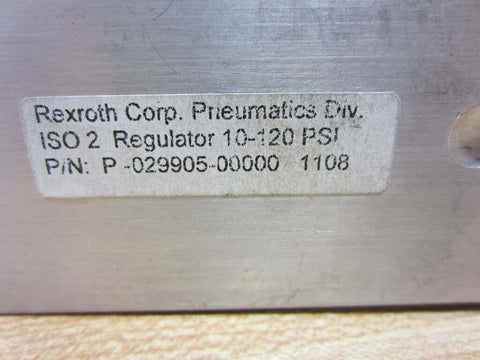 Label on Single Ceramic ISO-2 Pressure Regulator Valve 10-120 PSI P-029905-00000 for industrial pneumatic systems