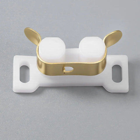 10 Pack RV Cabinet Latch Barrel Catches With Metal Clips And Screws shown in gold and white plastic
