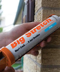 Big Stretch Acrylic Latex Caulking Sealant For Flexible Waterproof Home Repairs That Will Not Crack With Movement High Performance Sealant 10.5 Ounce Cartridge Ironstone application on exterior brick wall