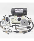Badass 800W Polishing Machine Bench Grinder Rig with Stepless Speed Control showing flexible shaft handle and grinding tools.