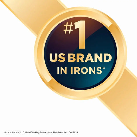 Gold and black badge reading '#1 US Brand in Irons', highlighting market leadership status.
