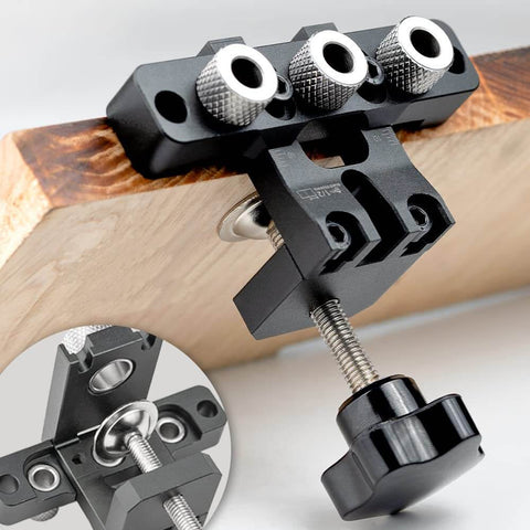 3 In 1 Dowel Jig Kit With Pocket Hole Locator And Adjustable Drill Guide For Quick No Fuss DIY Furniture Assembly on wood