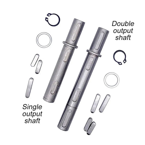 Top Shelf Worm Gearbox Output Shaft Compatible With NMRV030 And NMRV040 Worm Reducers, showing both single and double shafts.