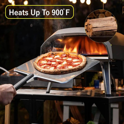 Person using pizza oven with Kiln Dried Pizza Oven Wood Logs 6 Inch For Grills And Smokers With Hickory Oak And Cherry Blend USDA Certified 12 Lbs Provides Rich Smoke Flavor For Pizza Ovens Smokers And Grills inset