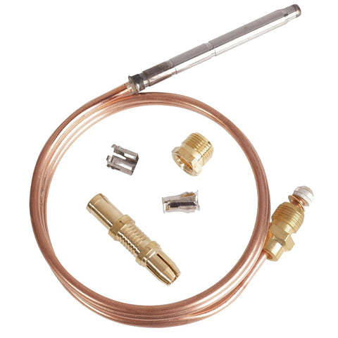 Universal 36-inch copper thermocouple with brass fittings and probe for thermostat pilot burner