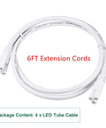 6 Foot LED Tube Extension Cord Set 4 Pack For T5 T8 Lights Three Prong Power Cables Female To Female Connectors