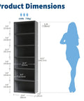 Dimensions of Six Tier Tall Bookcase With Industrial Rustic Wood Look And Open Storage Shelves For Books And Decor