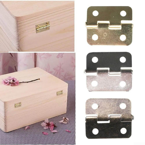 Antique Flat Hinge Kit For Wooden Boxes And Dollhouses, Bronze Finish Iron Hinge With Four Mounting Holes And Included Screws, Vintage Style Jewelry Box Cabinet Door Hinges, 50 Pieces