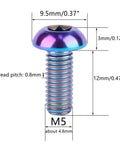 Heavy Duty Badass Grade Five Titanium Fasteners M5 X 12mm T25 Torx Head Bolts with dimensions showing durable design.