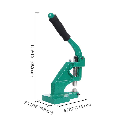 Grommet Tool Kit Hand Punch Press With 3 Die Sizes 1/2 Inch, 3/8 Inch, 1/4 Inch And 900 Eyelets And Washers, side view dimensions