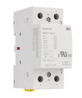 Heavy Duty 63A Modular Contactor With 2NO Poles Operating On 24V AC DC Coil Voltage Plug And Play Din Rail Mount viewed from the side.