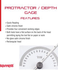 Image of Angle And Depth Gauge Combo Tool Satin Finish Made In The USA White Protractor For Precise Angle Measurement And Depth Reading