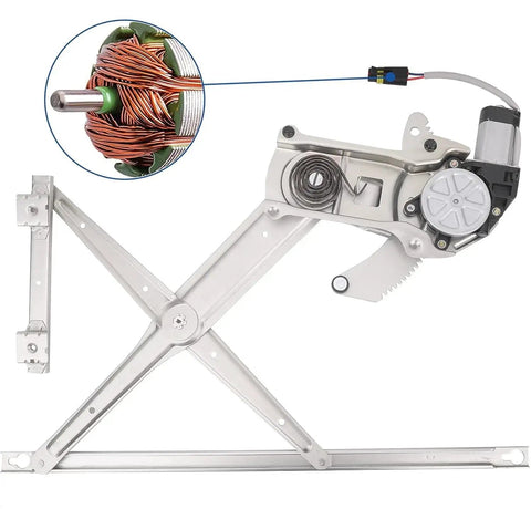 Power Window Regulator With Motor Front Left Driver Side For Dodge Ram 1500 1994-2001, Ram 2500 1994-2002, Ram 3500 1994-2002 Replacement OE 741-753 55154925 2552-6000L 86823, steel lift assembly