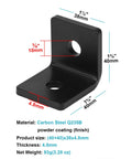 Beefy Black Rafter Clips And Brackets For Wooden Battens And Timber Beams Ceiling Joists, 1-1/2 inch, side view with measurements
