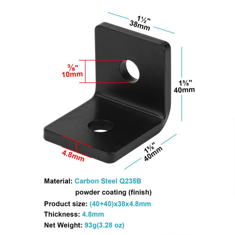 Beefy Black Rafter Clips And Brackets For Wooden Battens And Timber Beams Ceiling Joists, 1-1/2 inch, side view with measurements