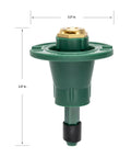 No Fuss Premium 10 Pack Plastic Flush Pop Up Sprinkler Heads With Bombproof Brass Full Spray Nozzle side view showing size and design.